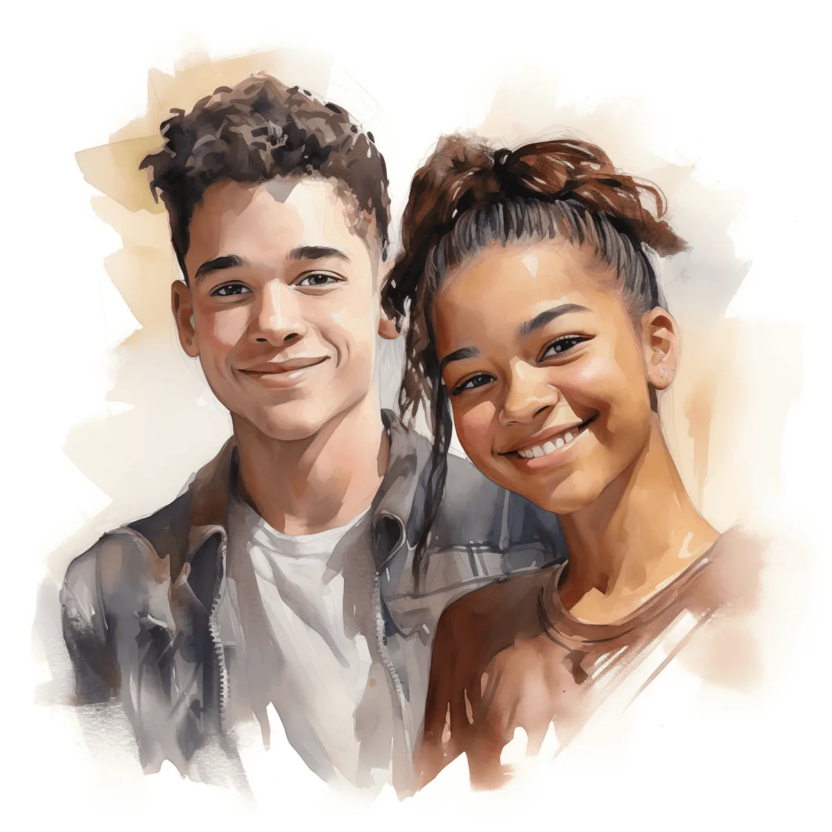 Two smiling K-12 students