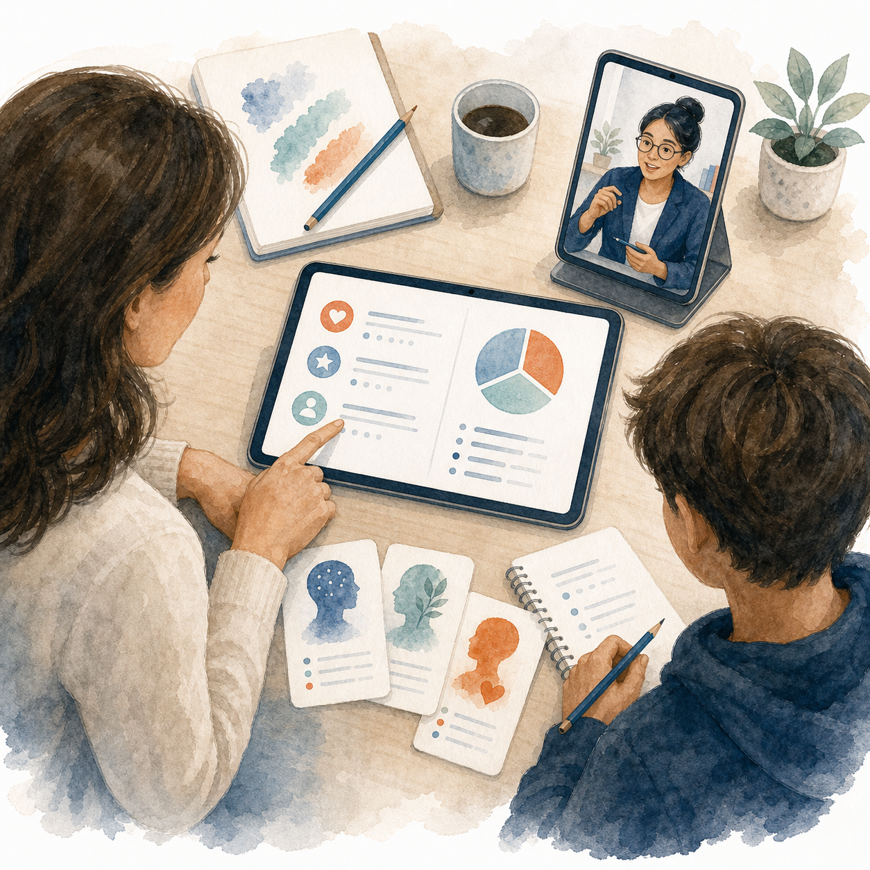 Watercolor illustration of a structured student onboarding process